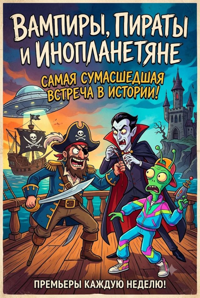 Постер к сериалу Вампиры, пираты, инопланетяне